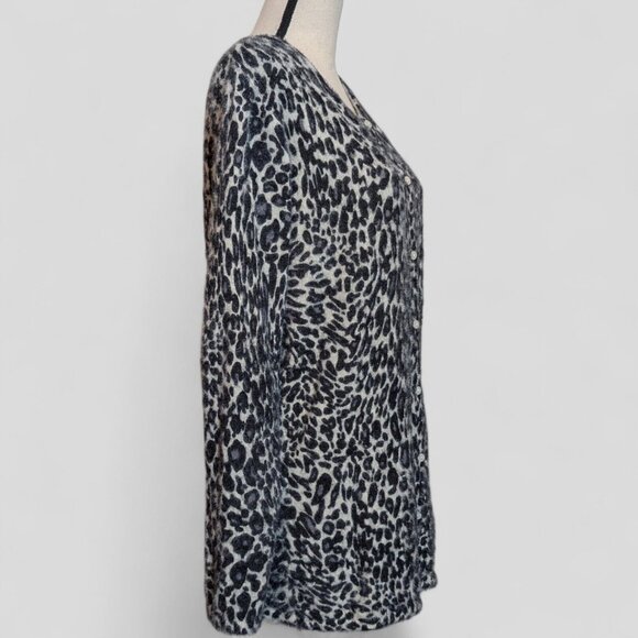 ODDY Womens 3XL Leopard Print Button Front Sweater Cardigan Long Sleeve Mob Wife - Picture 3 of 11